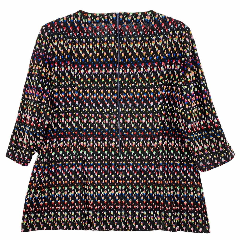 Vintage Handmade Black Zipper Back Shirt with Rainbow Colors Detailing - Picture 5 of 8